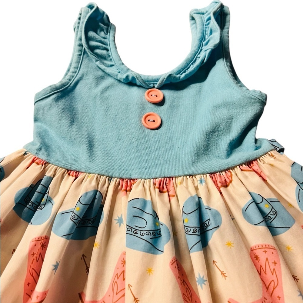 Eleanor Rose Blue, Pink and White Cowgirl Style Sleeveless Dress Size 2 - Picture 3 of 9